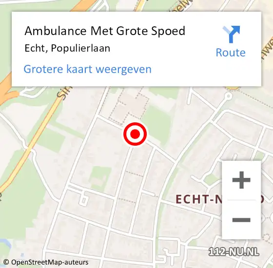 Locatie op kaart van de 112 melding: Ambulance Met Grote Spoed Naar Echt, Populierlaan op 27 november 2019 10:01