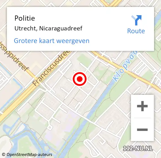 Locatie op kaart van de 112 melding: Politie Utrecht, Nicaraguadreef op 27 november 2019 11:12