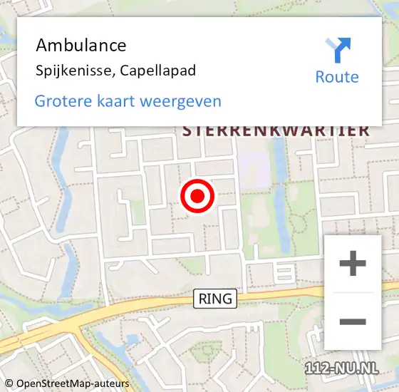 Locatie op kaart van de 112 melding: Ambulance Spijkenisse, Capellapad op 27 november 2019 11:12