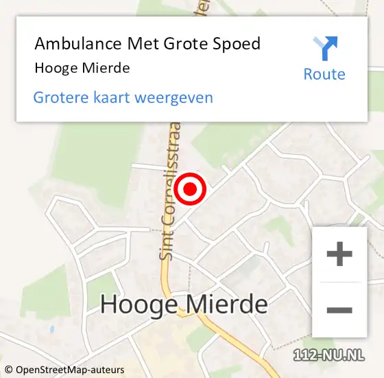 Locatie op kaart van de 112 melding: Ambulance Met Grote Spoed Naar Hooge Mierde op 27 november 2019 11:19