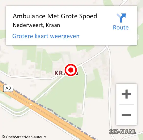 Locatie op kaart van de 112 melding: Ambulance Met Grote Spoed Naar Nederweert, Kraan op 27 november 2019 12:52