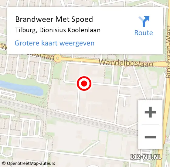 Locatie op kaart van de 112 melding: Brandweer Met Spoed Naar Tilburg, Dionisius Koolenlaan op 27 november 2019 13:15