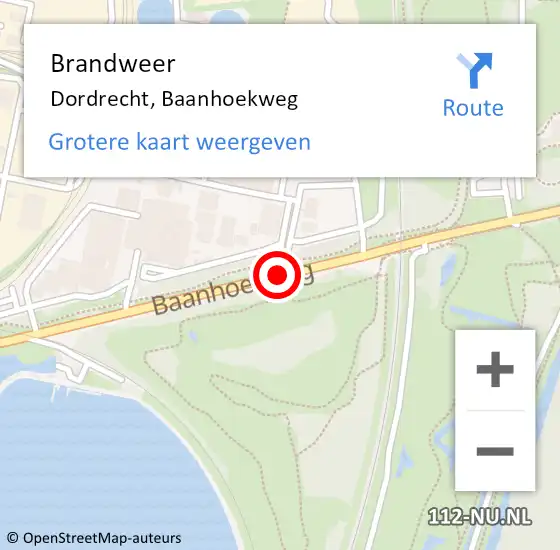 Locatie op kaart van de 112 melding: Brandweer Dordrecht, Baanhoekweg op 27 november 2019 13:18