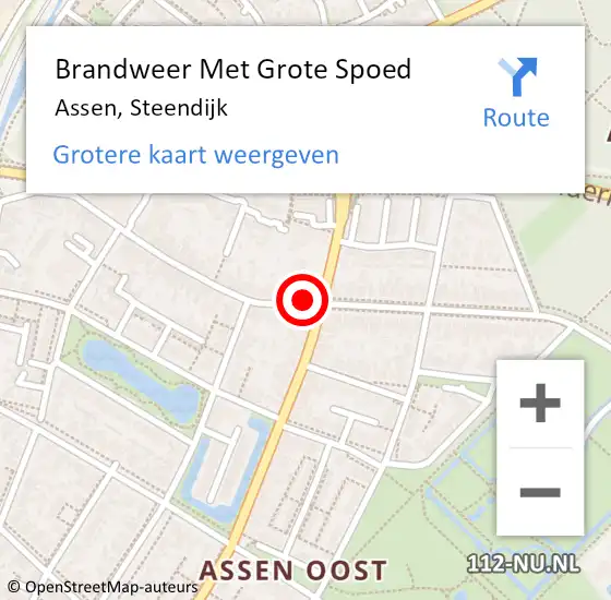 Locatie op kaart van de 112 melding: Brandweer Met Grote Spoed Naar Assen, Steendijk op 27 november 2019 13:38