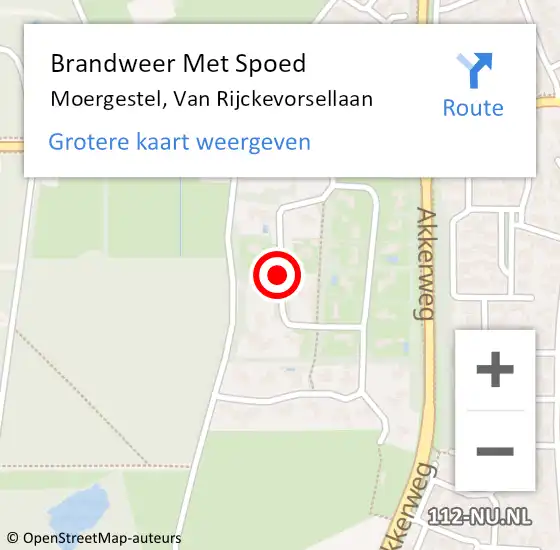 Locatie op kaart van de 112 melding: Brandweer Met Spoed Naar Moergestel, Van Rijckevorsellaan op 27 november 2019 13:47