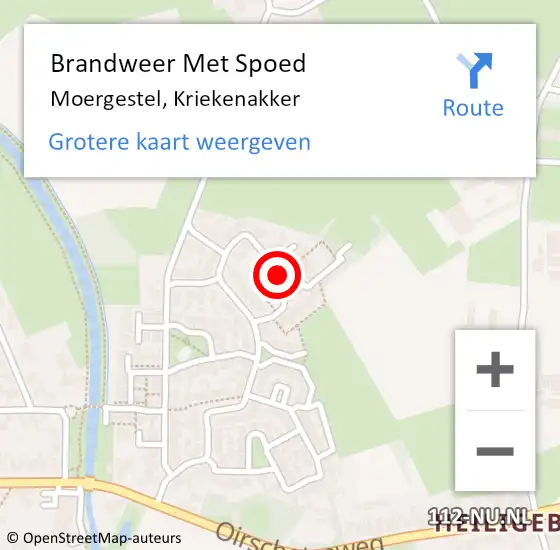 Locatie op kaart van de 112 melding: Brandweer Met Spoed Naar Moergestel, Kriekenakker op 27 november 2019 14:00