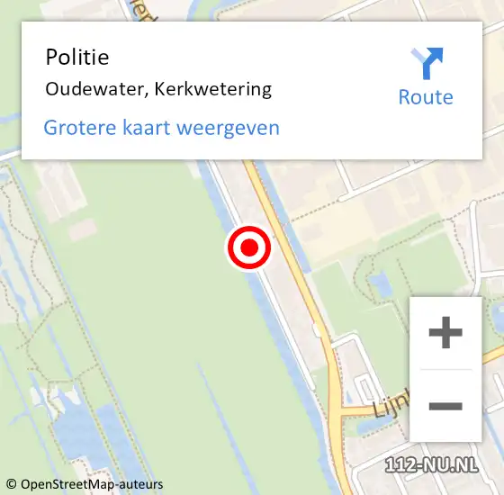 Locatie op kaart van de 112 melding: Politie Oudewater, Kerkwetering op 27 november 2019 14:05