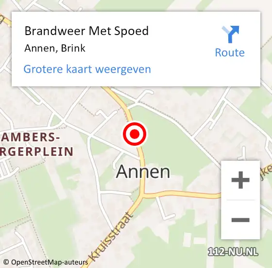 Locatie op kaart van de 112 melding: Brandweer Met Spoed Naar Annen, Brink op 29 september 2013 14:06