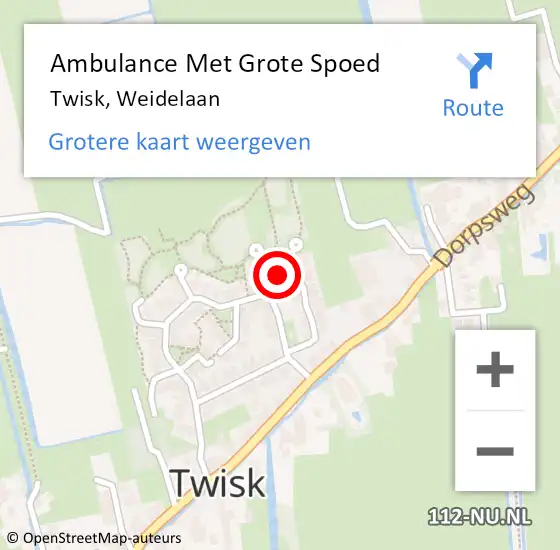 Locatie op kaart van de 112 melding: Ambulance Met Grote Spoed Naar Twisk, Weidelaan op 27 november 2019 14:19