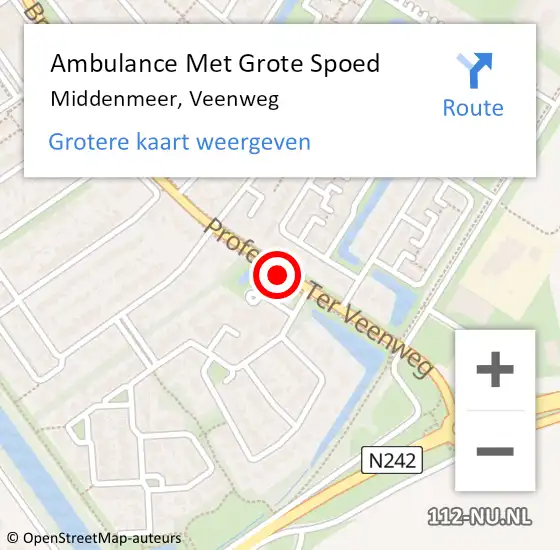 Locatie op kaart van de 112 melding: Ambulance Met Grote Spoed Naar Middenmeer, Veenweg op 27 november 2019 15:12