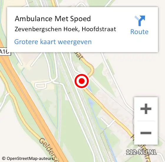 Locatie op kaart van de 112 melding: Ambulance Met Spoed Naar Zevenbergschen Hoek, Hoofdstraat op 27 november 2019 15:17