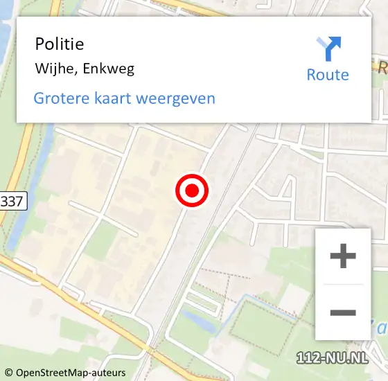 Locatie op kaart van de 112 melding: Politie Wijhe, Enkweg op 27 november 2019 15:35