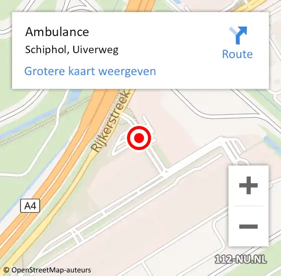 Locatie op kaart van de 112 melding: Ambulance Schiphol, Uiverweg op 27 november 2019 16:14