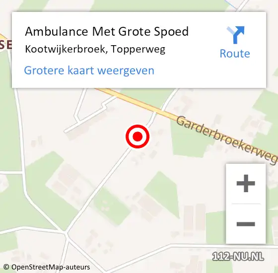 Locatie op kaart van de 112 melding: Ambulance Met Grote Spoed Naar Kootwijkerbroek, Topperweg op 27 november 2019 16:15