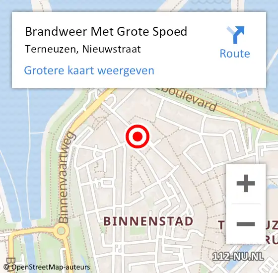 Locatie op kaart van de 112 melding: Brandweer Met Grote Spoed Naar Terneuzen, Nieuwstraat op 27 november 2019 18:59