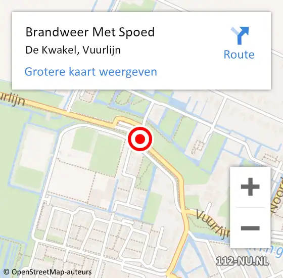 Locatie op kaart van de 112 melding: Brandweer Met Spoed Naar De Kwakel, Vuurlijn op 27 november 2019 19:15