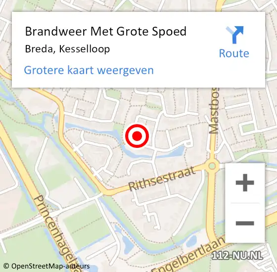 Locatie op kaart van de 112 melding: Brandweer Met Grote Spoed Naar Breda, Kesselloop op 27 november 2019 20:24