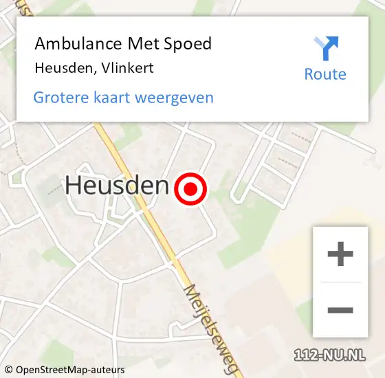 Locatie op kaart van de 112 melding: Ambulance Met Spoed Naar Heusden, Vlinkert op 27 november 2019 20:24
