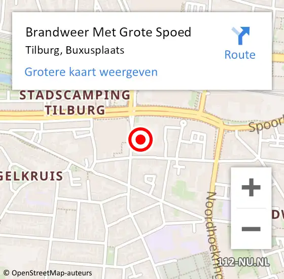 Locatie op kaart van de 112 melding: Brandweer Met Grote Spoed Naar Tilburg, Buxusplaats op 27 november 2019 20:45