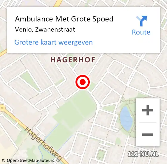 Locatie op kaart van de 112 melding: Ambulance Met Grote Spoed Naar Venlo, Zwanenstraat op 27 november 2019 21:10