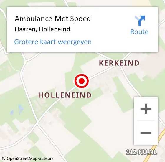 Locatie op kaart van de 112 melding: Ambulance Met Spoed Naar Haaren, Holleneind op 27 november 2019 21:33