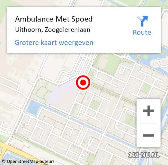 Locatie op kaart van de 112 melding: Ambulance Met Spoed Naar Uithoorn, Zoogdierenlaan op 27 november 2019 23:25