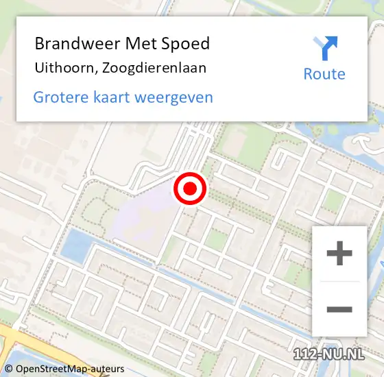 Locatie op kaart van de 112 melding: Brandweer Met Spoed Naar Uithoorn, Zoogdierenlaan op 27 november 2019 23:52