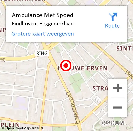 Locatie op kaart van de 112 melding: Ambulance Met Spoed Naar Eindhoven, Heggeranklaan op 28 november 2019 00:30