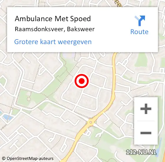 Locatie op kaart van de 112 melding: Ambulance Met Spoed Naar Raamsdonksveer, Baksweer op 28 november 2019 04:07