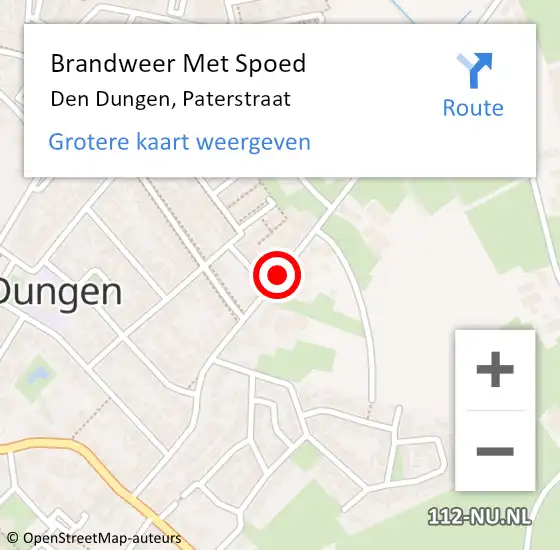 Locatie op kaart van de 112 melding: Brandweer Met Spoed Naar Den Dungen, Paterstraat op 28 november 2019 05:32