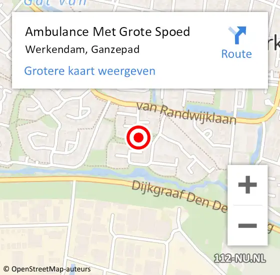 Locatie op kaart van de 112 melding: Ambulance Met Grote Spoed Naar Werkendam, Ganzepad op 28 november 2019 05:39