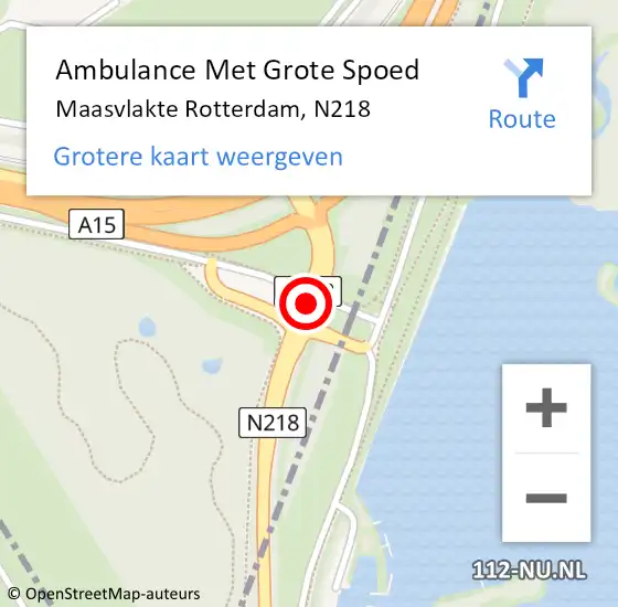 Locatie op kaart van de 112 melding: Ambulance Met Grote Spoed Naar Maasvlakte Rotterdam, N218 op 28 november 2019 06:02