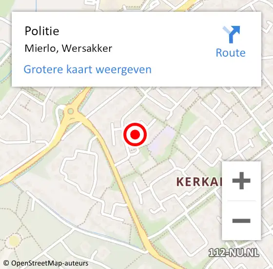 Locatie op kaart van de 112 melding: Politie Mierlo, Wersakker op 28 november 2019 07:23