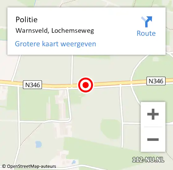 Locatie op kaart van de 112 melding: Politie Warnsveld, Lochemseweg op 28 november 2019 07:56