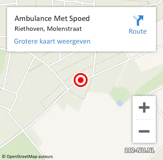 Locatie op kaart van de 112 melding: Ambulance Met Spoed Naar Riethoven, Molenstraat op 28 november 2019 08:03