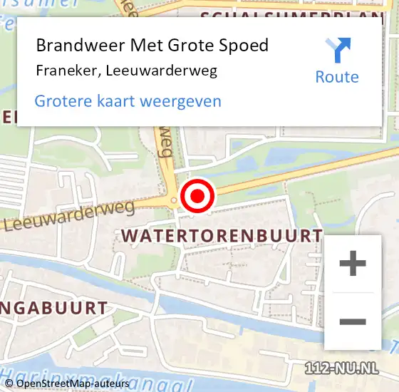 Locatie op kaart van de 112 melding: Brandweer Met Grote Spoed Naar Franeker, Leeuwarderweg op 28 november 2019 08:26
