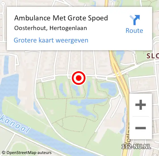 Locatie op kaart van de 112 melding: Ambulance Met Grote Spoed Naar Oosterhout, Hertogenlaan op 28 november 2019 09:20