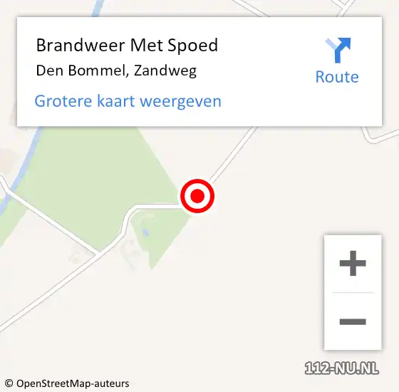 Locatie op kaart van de 112 melding: Brandweer Met Spoed Naar Den Bommel, Zandweg op 28 november 2019 12:57