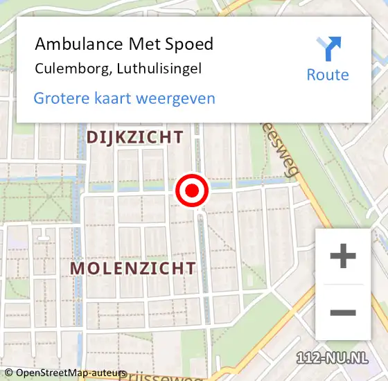 Locatie op kaart van de 112 melding: Ambulance Met Spoed Naar Culemborg, Luthulisingel op 28 november 2019 13:17