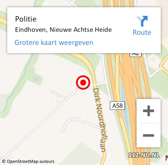 Locatie op kaart van de 112 melding: Politie Eindhoven, Nieuwe Achtse Heide op 28 november 2019 13:40