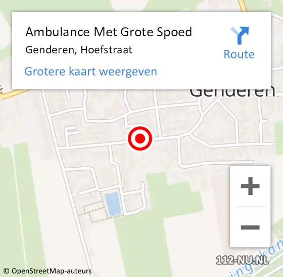 Locatie op kaart van de 112 melding: Ambulance Met Grote Spoed Naar Genderen, Hoefstraat op 28 november 2019 13:46