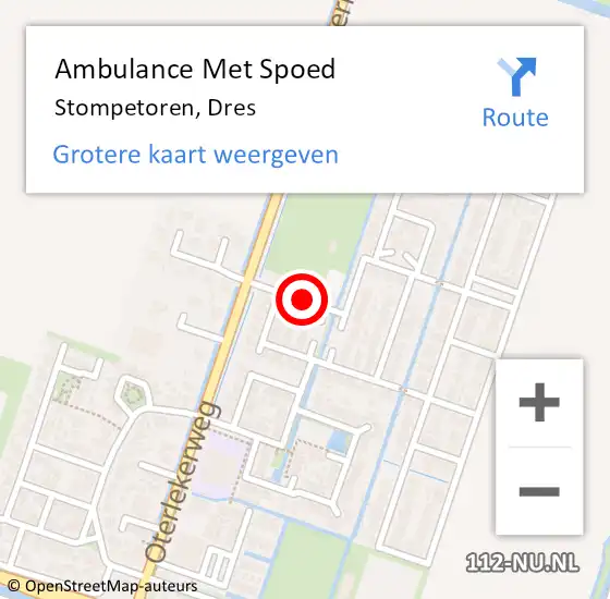 Locatie op kaart van de 112 melding: Ambulance Met Spoed Naar Stompetoren, Dres op 28 november 2019 13:55