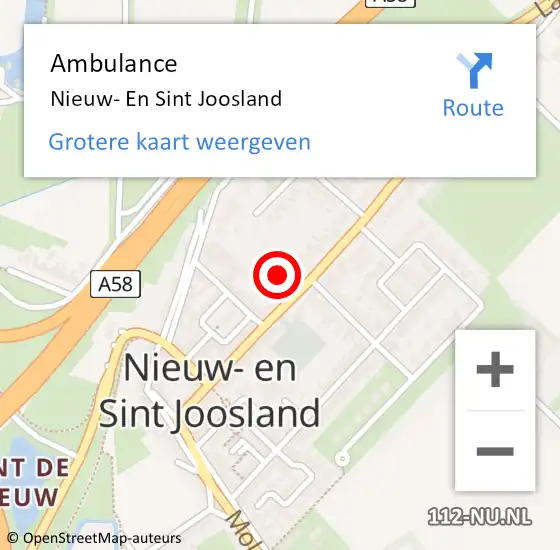 Locatie op kaart van de 112 melding: Ambulance Nieuw- En Sint Joosland op 28 november 2019 14:53