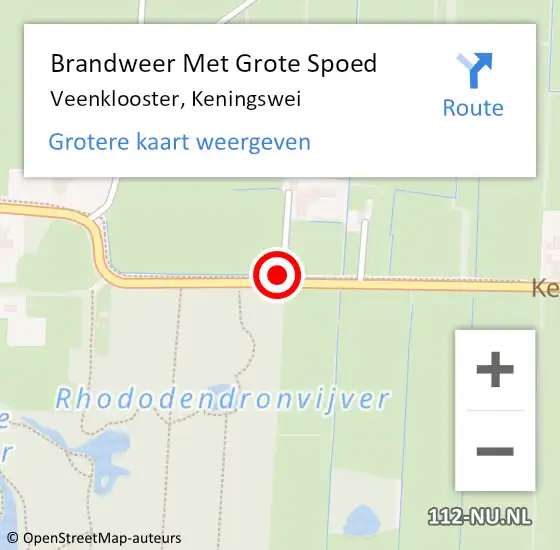 Locatie op kaart van de 112 melding: Brandweer Met Grote Spoed Naar Veenklooster, Keningswei op 28 november 2019 15:26