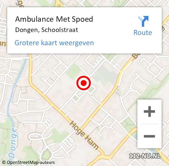 Locatie op kaart van de 112 melding: Ambulance Met Spoed Naar Dongen, Schoolstraat op 28 november 2019 15:36