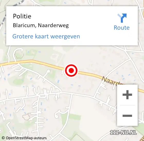 Locatie op kaart van de 112 melding: Politie Blaricum, Naarderweg op 28 november 2019 16:07