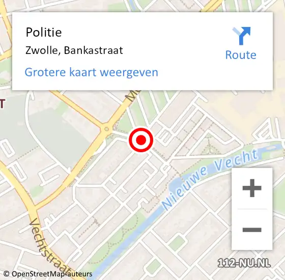 Locatie op kaart van de 112 melding: Politie Zwolle, Bankastraat op 28 november 2019 17:39