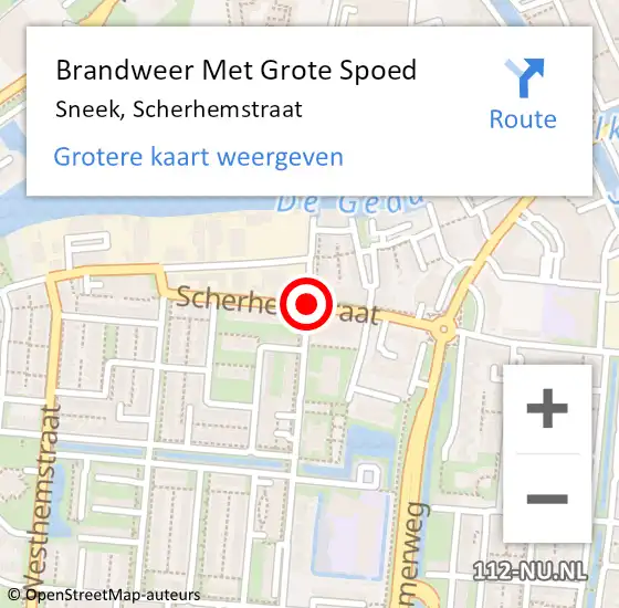 Locatie op kaart van de 112 melding: Brandweer Met Grote Spoed Naar Sneek, Scherhemstraat op 28 november 2019 17:47