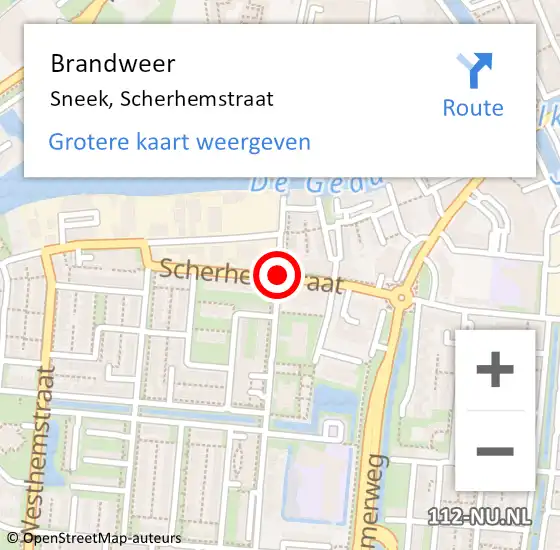 Locatie op kaart van de 112 melding: Brandweer Sneek, Scherhemstraat op 28 november 2019 17:50