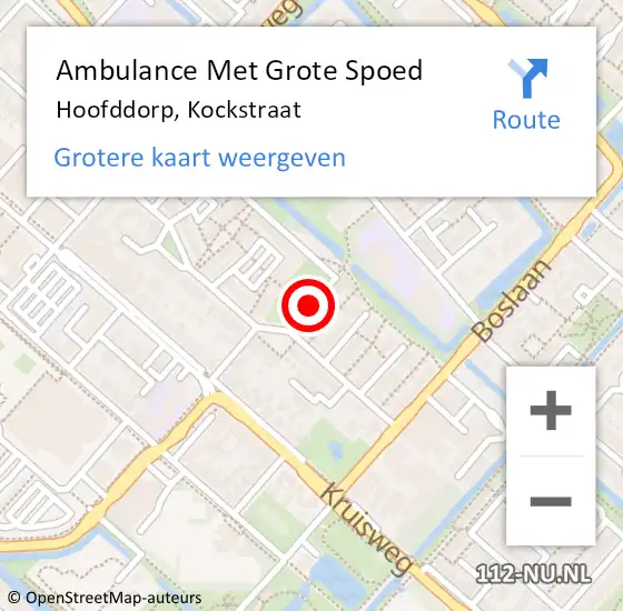 Locatie op kaart van de 112 melding: Ambulance Met Grote Spoed Naar Hoofddorp, Kockstraat op 28 november 2019 17:53